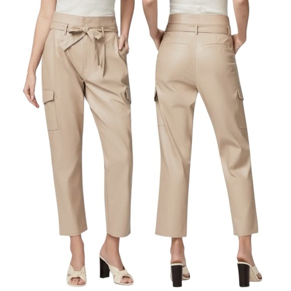 PAIGE Pants - NWT PAIGE Tami Cargo Pant Taupe Vegan Leather Size 14